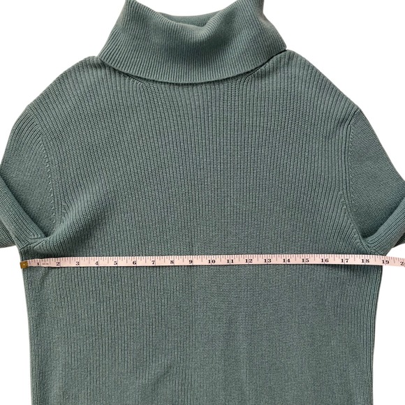 Aritzia Wilfred Free Teal Blue Wool Cotton Ribbed Knit Turtleneck Sweater SZ L - Picture 9 of 11